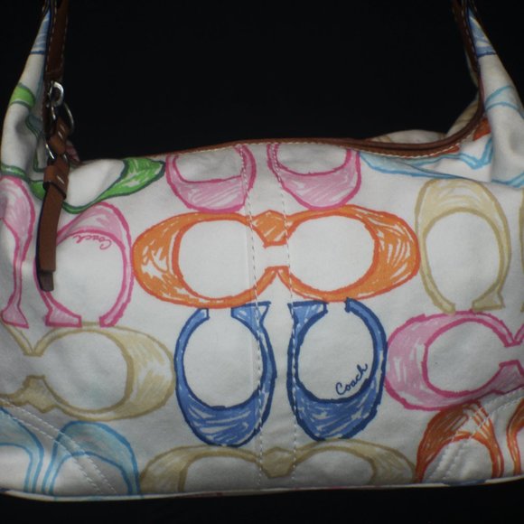 COACH MULTICOLOR SCRIBBLE SHOULDER BAG - Picture 2 of 9